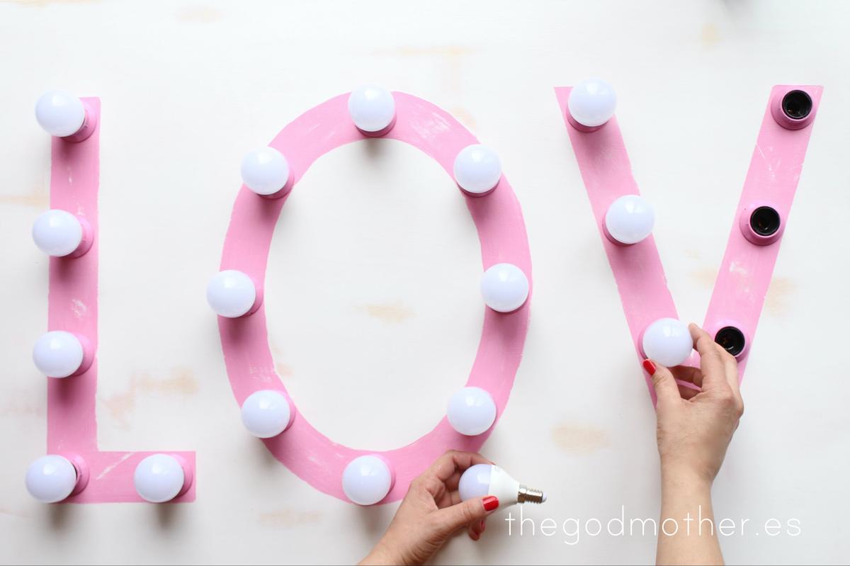 DIY cartel luminoso boda- boda handmade - diy cartel love luminoso