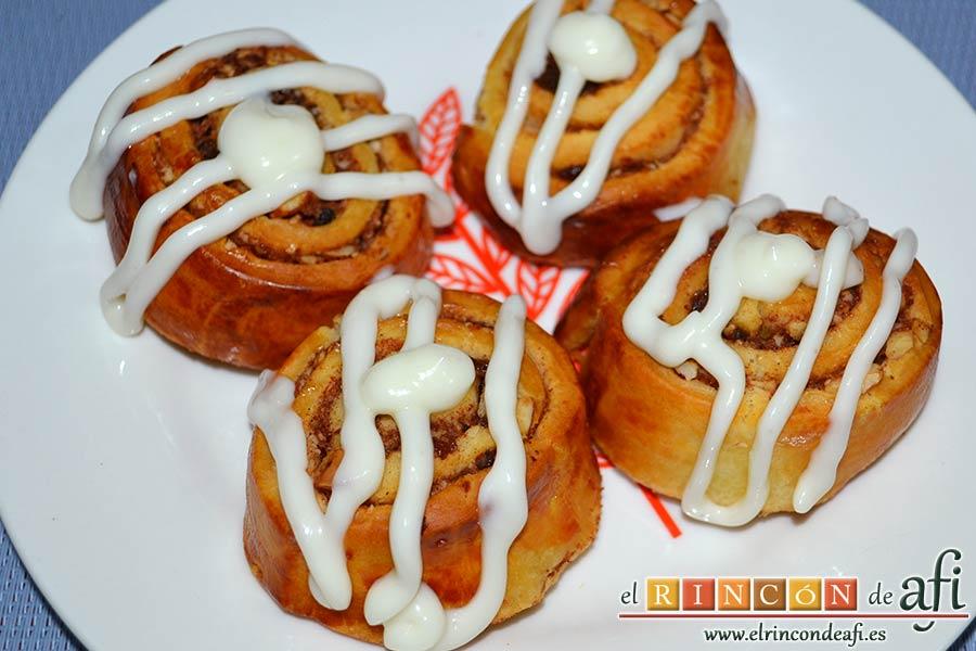 Caracolas de canela, sugerencia de presentación