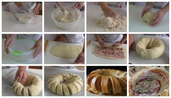 corona-de-jamón-queso-y-aceitunas elaboración