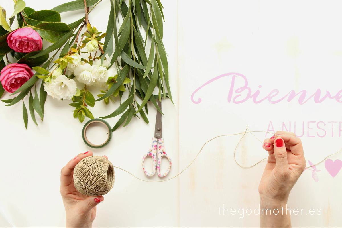 DIY CARTEL BIENVENIDA - guirnalda floral 1