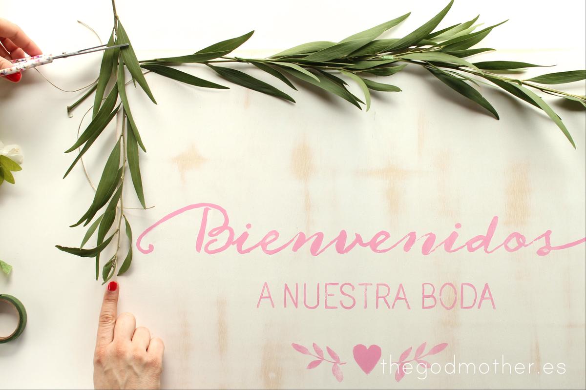 DIY CARTEL BIENVENIDA - guirnalda floral 4