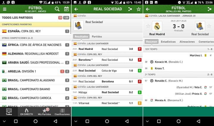 Mis Marcadores app Android resultados deportivos resultados de futbol voleibol baloncesto basket boxeo rubgy hockey reseña analisis mejor aplicacion apuestas en directo alineaciones segunda division competiciones campeonatos