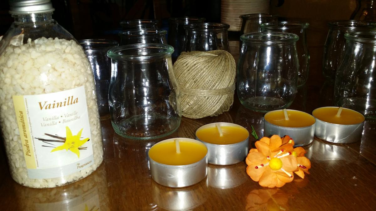 Material para el portavelas de aire rústico