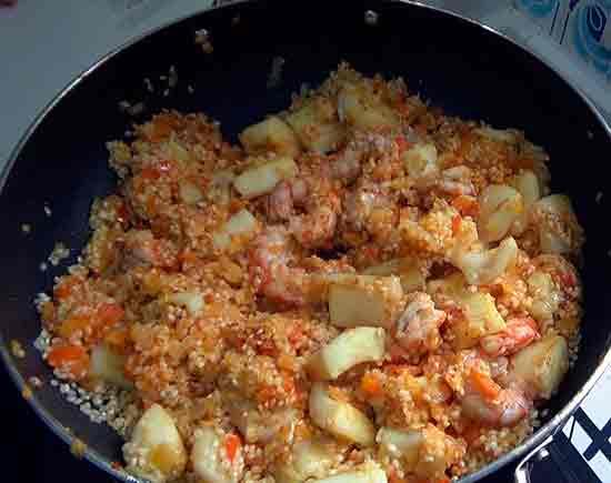 Arroz meloso con gambas y sepia