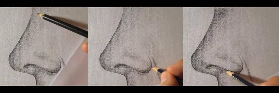 paso 4 para aprender a dibujar una nariz de perfil