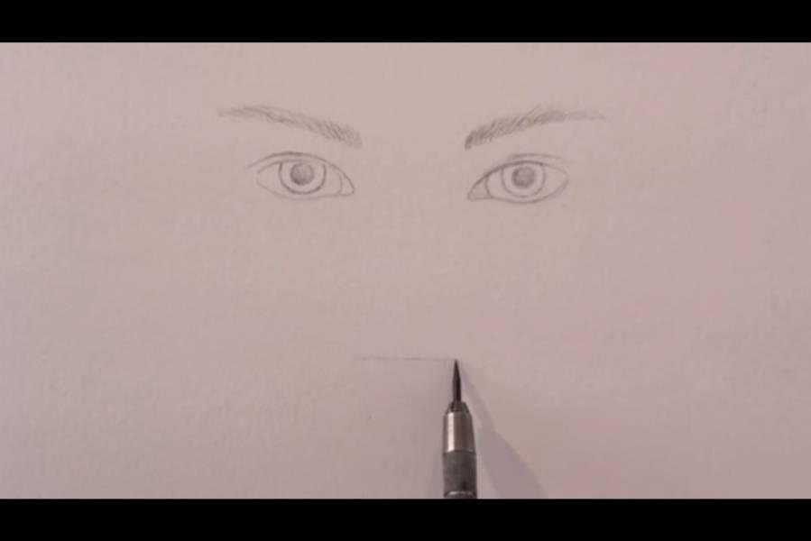 paso 1 para dibujar una nariz realista