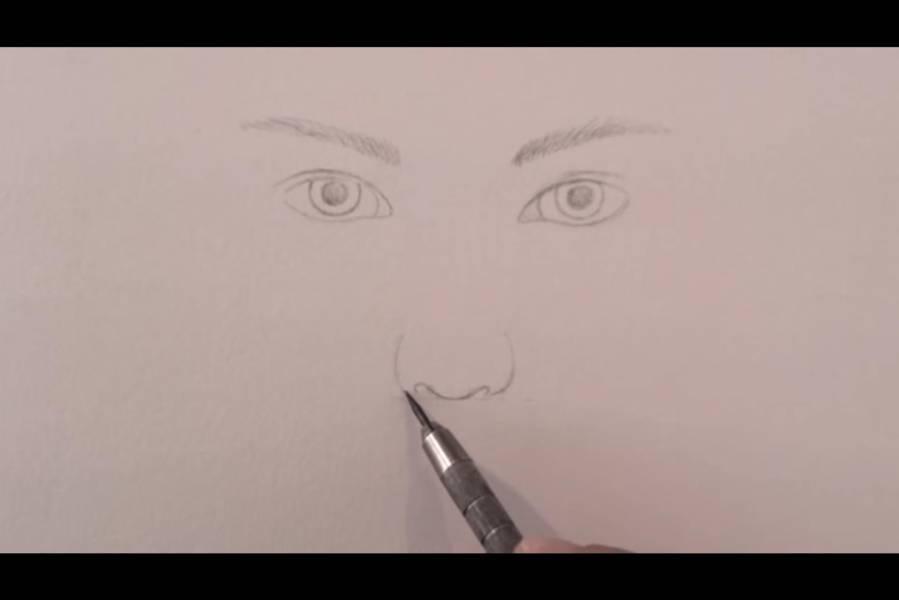 paso 4 para dibujar una nariz realista