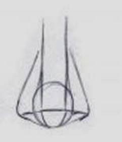 paso 3 para aprender a dibujar una nariz de frente