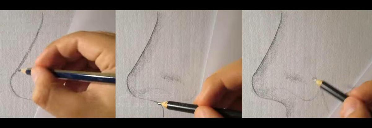 paso 2 para aprender a dibujar una nariz de perfil