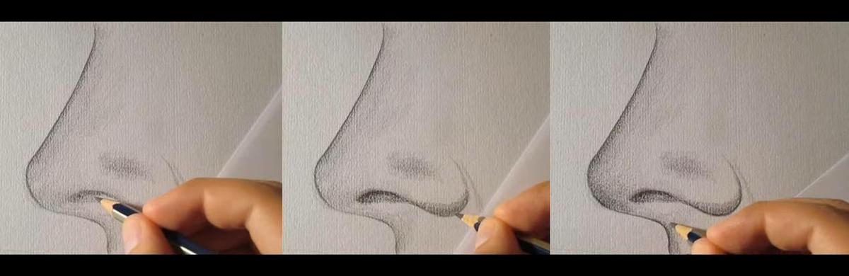 paso 3 para aprender a dibujar una nariz de perfil