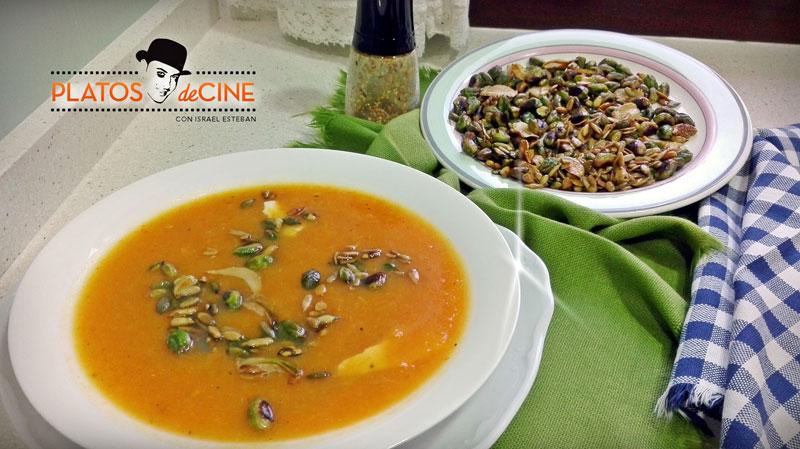 Crema de calabaza con frutos secos
