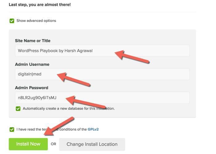 paso 5 para instalar un blog de wordpress en bluehost
