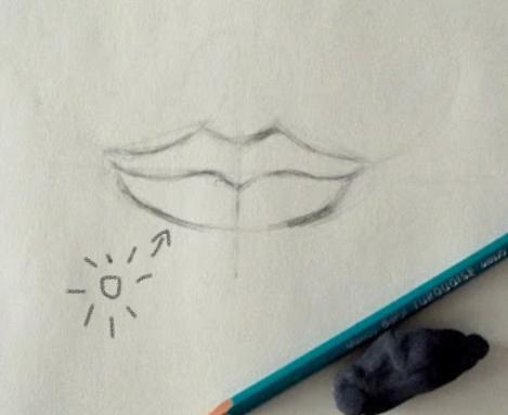 paso 1 para dibujar labios de mujer
