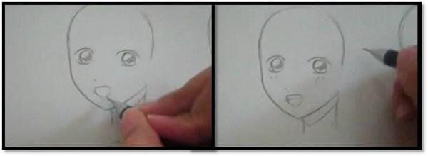 paso 1 para dibujar labios anime