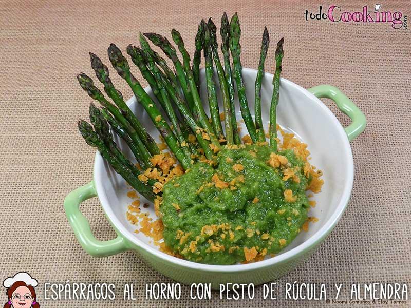 Esparragos-Horno-Pesto-Rucula-Almendras, recetas saludables