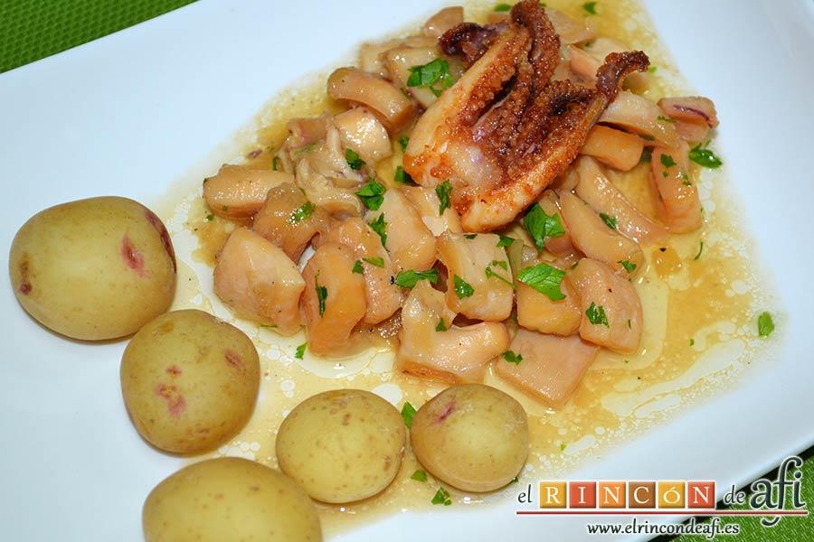 Calamares encebollados, sugerencia de presentación