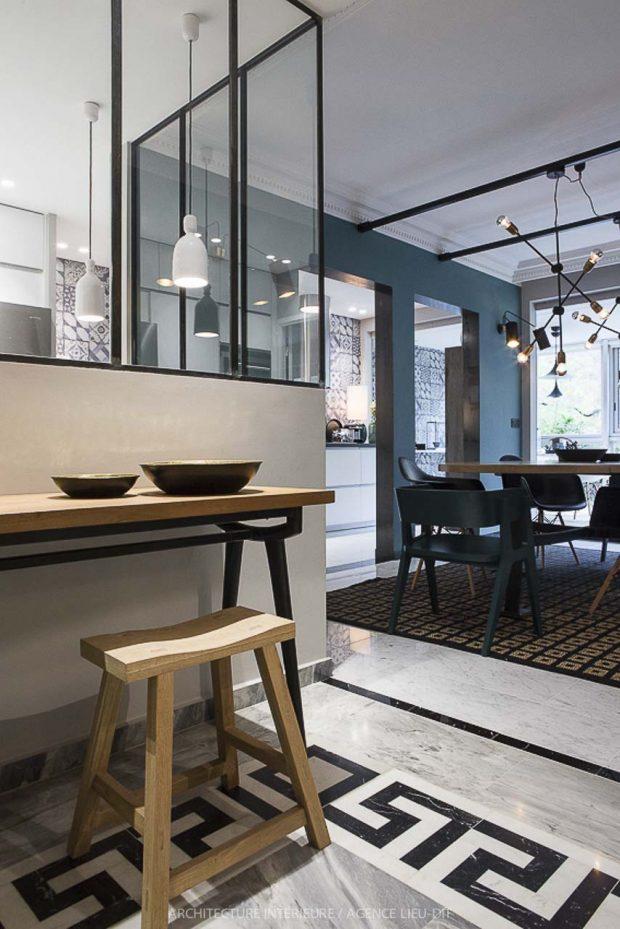 Mampara de cristal perfileria negra