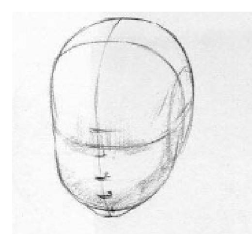 paso 1 para aprender a dibujar el rostro de un bebe