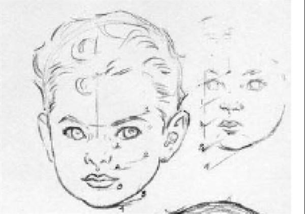 paso 2 para dibujar el rostro de un bebe