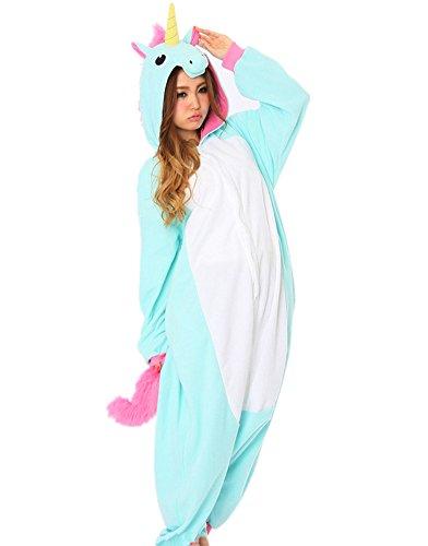 Hstyle Unisex Adulto Onesie Anime Kigurumi Trajes Disfraz Cosplay Animales Pijamas Pyjamas Ropa De Dormir, Nueva Unicornio Azul, S (Altura: 141CM-155CM)