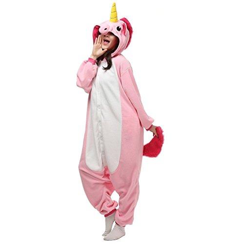 KiKa Monkey Flanela Unicornio Cartoon Animal Novedad Navidad Pijama Cosplay (S, rosado)