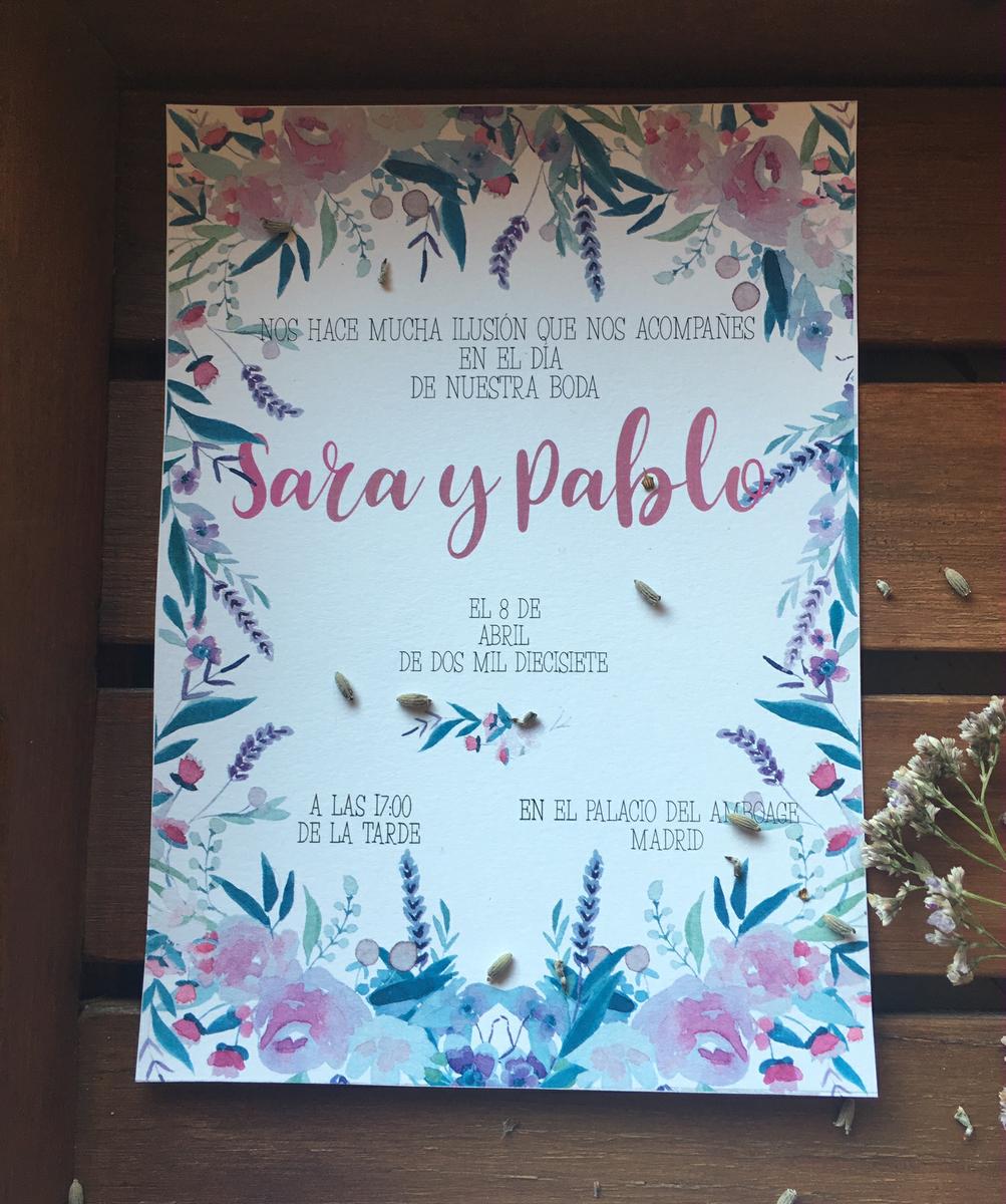 En el jardín by Tu Día Perfecto Wedding Planner: invitaciones de boda románticas, invitaciones de boda provenzales: lavandas, rosas y flores silvestres. Romantic wedding stationery, lavender, rosas and wild flowers.