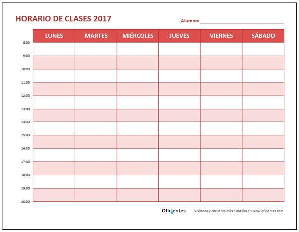 formato de horario de clases