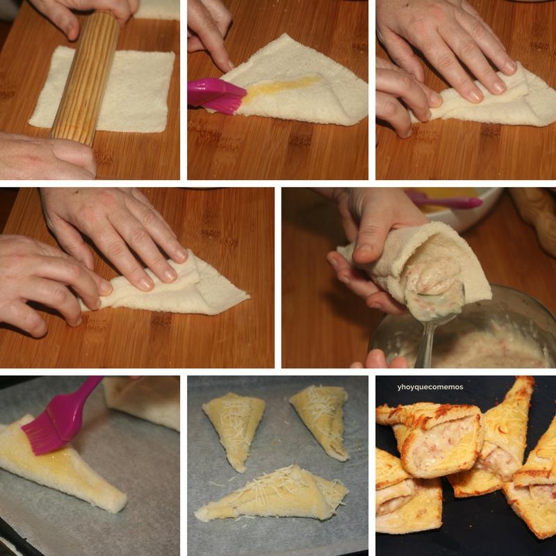 cornetes de pan de molde rellenos receta