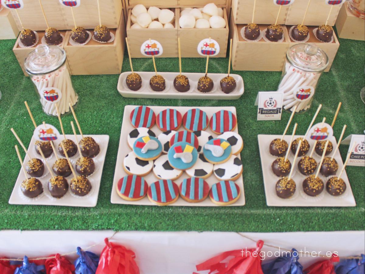 mesa dulce temática futbol - mesa dulce futbol vintage - mesa dulce barça 11