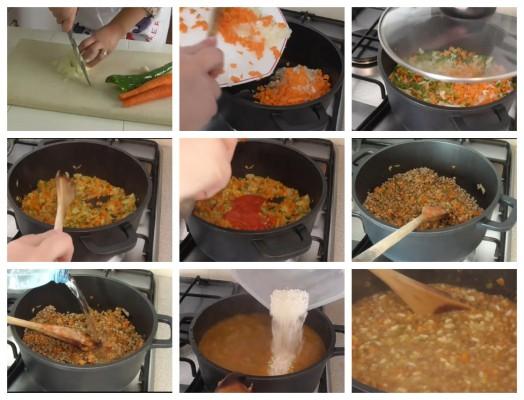 potaje-de-lentejas-con-arroz elaboración