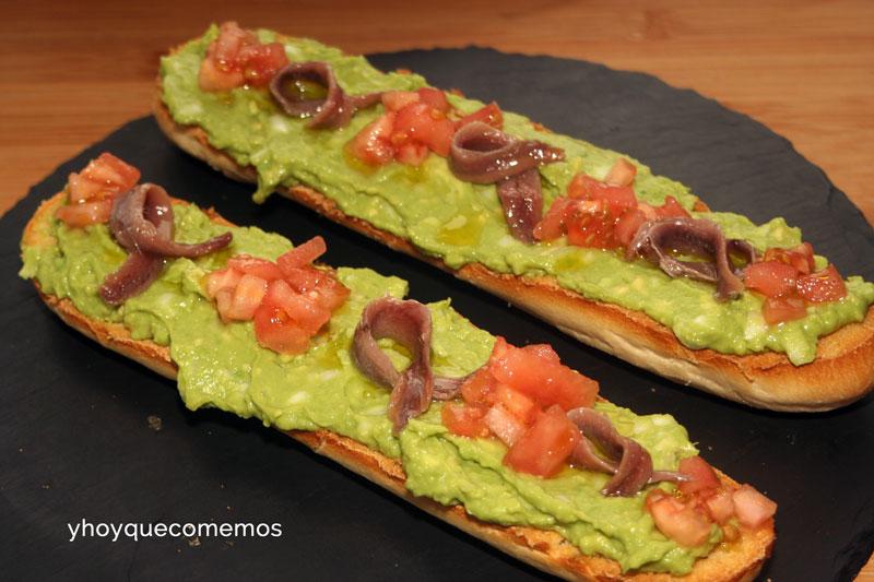 baguettes de guacamole y anchoas