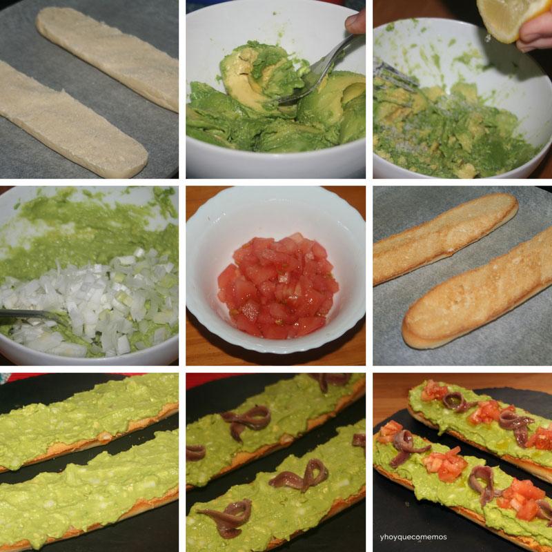 receta baguettes de guacamole y anchoas