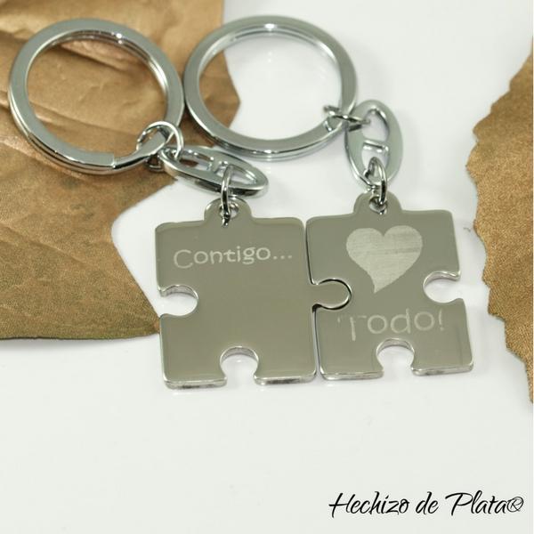 lavero personalizado de acero puzzle de Hechizo de Plata Joyería
