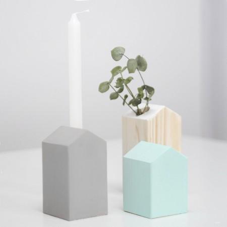 Pack 2 Casitas madera gris y mint