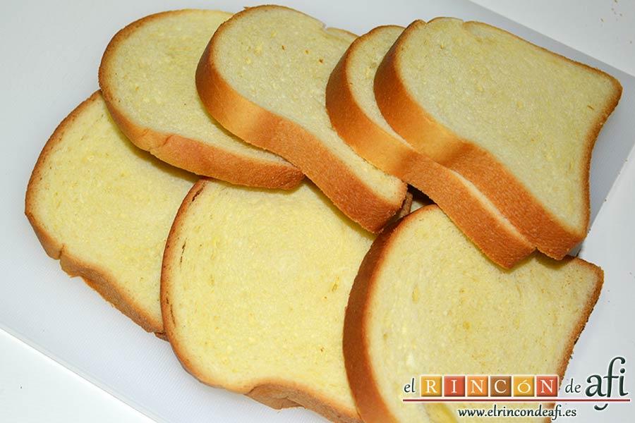 Tostadas francesas en taza, no usar las tapas del pan de molde de brioche