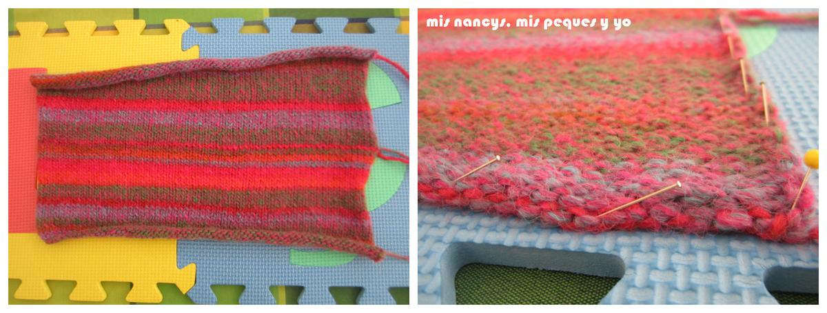 mis nancys, mis peques y yo, Tutorial DIY como bloquear un jersey de lana, sujetar con alfileres