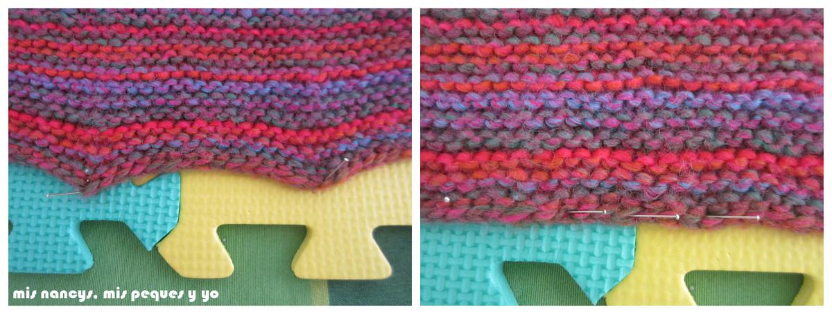 mis nancys, mis peques y yo, Tutorial DIY como bloquear un jersey de lana, sujetar con alfileres sin formar picos