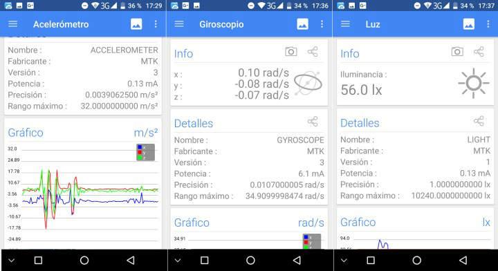 Como mostrar los sensores de un teléfono android identificar ver sensores del movil GPS Acelerómetro Sensor magnético Giroscopio Luz Contador de pasos Gravedad Aceleración lineal Rotación vectorial Orientación