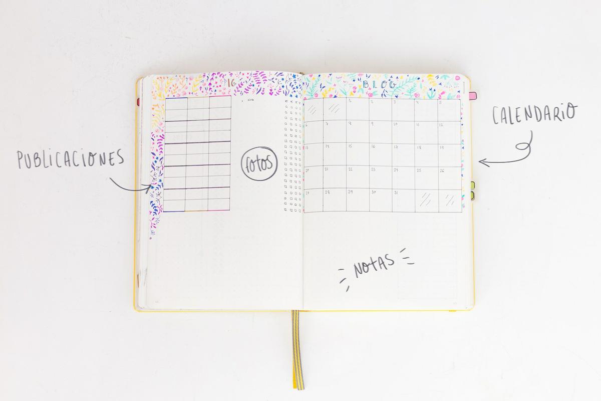 Organización del mes en el Bullet Journal, visto en "I am a Mess Blog"