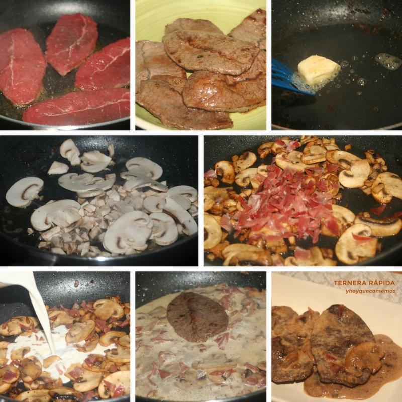 receta ternera rapida a la crema de champinones