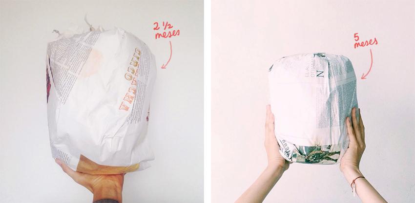 Ocho meses de basura, en solo dos paquetes