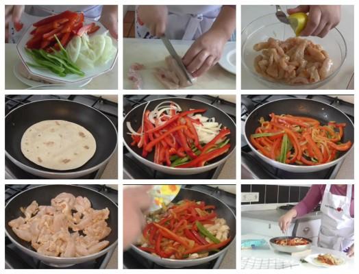 fajitas-de-pollo-muy-fáciles elaboración
