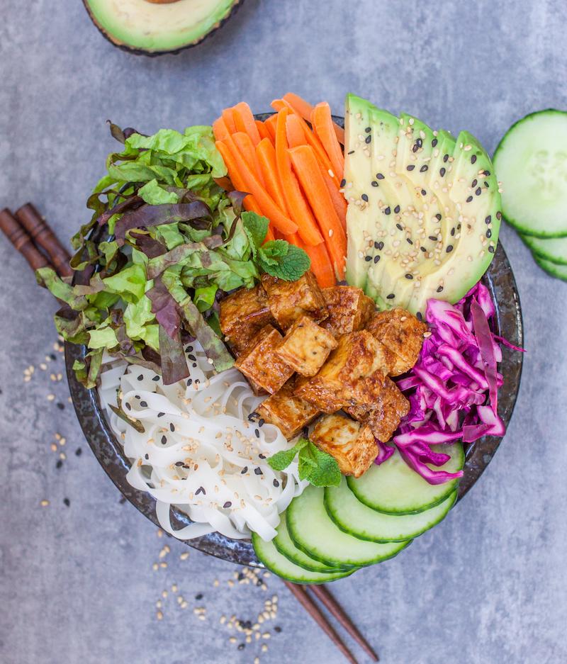 banh mi bowls with sticky tofu buddha bowl