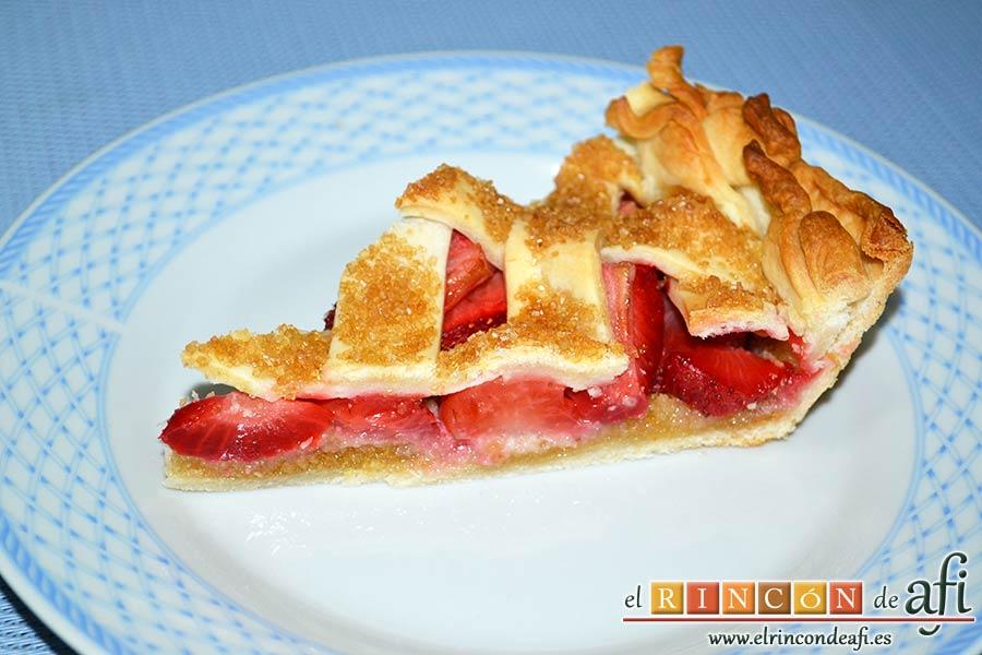 Tarta de fresas y almendras, sugerencia de presentación
