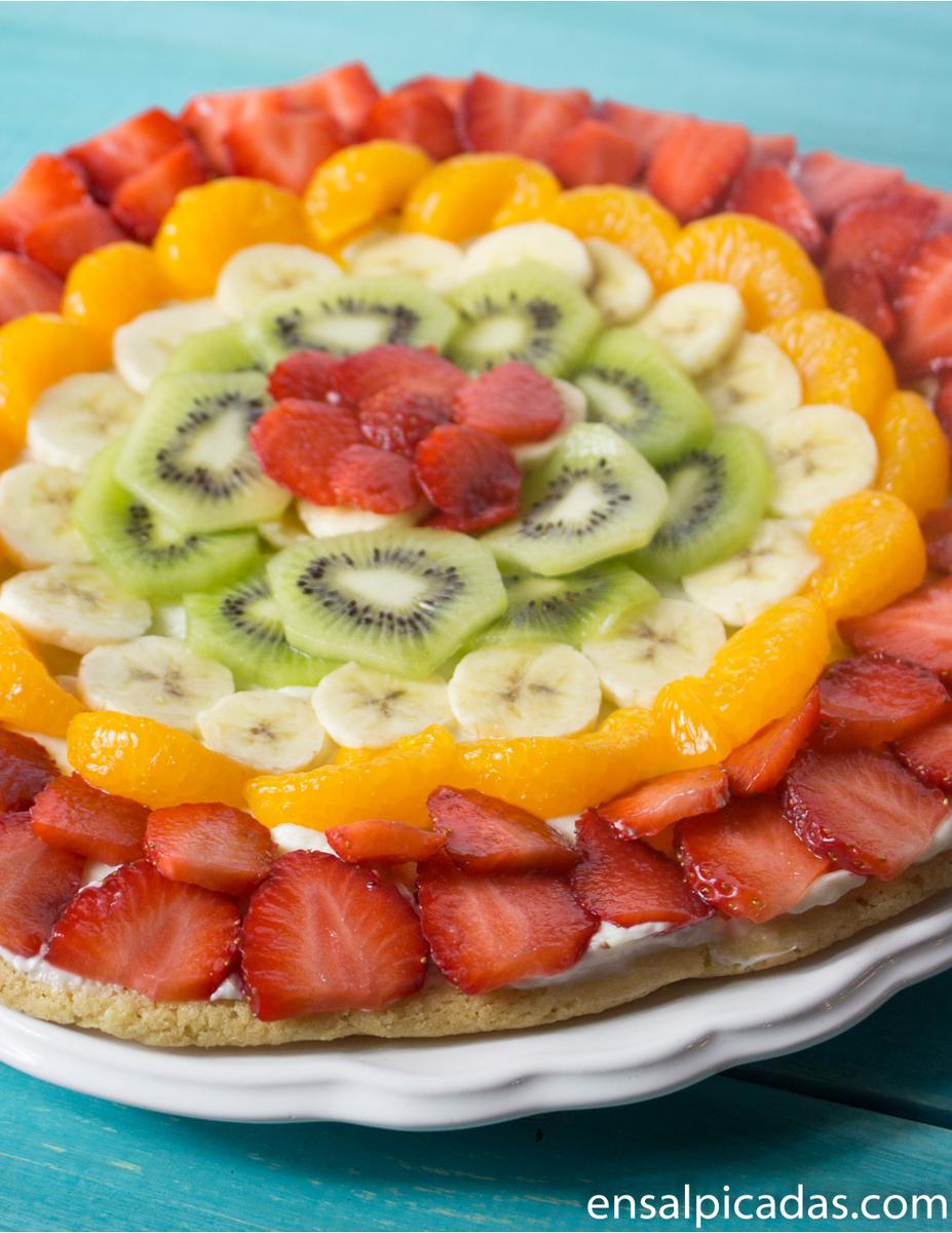 Receta de Pizza de Frutas. Tarta de Frutas.