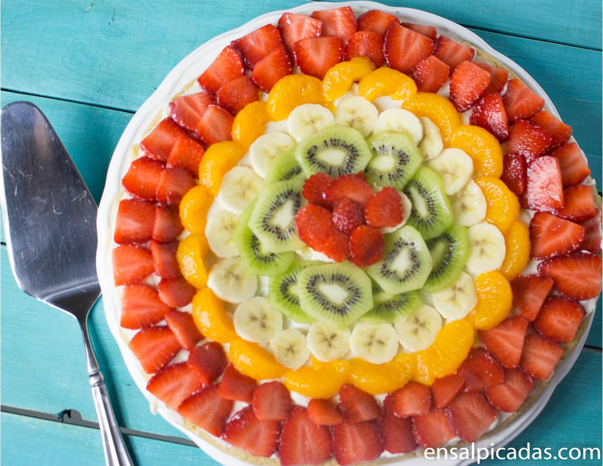 Receta de Pizza de Frutas. Tarta de Frutas.