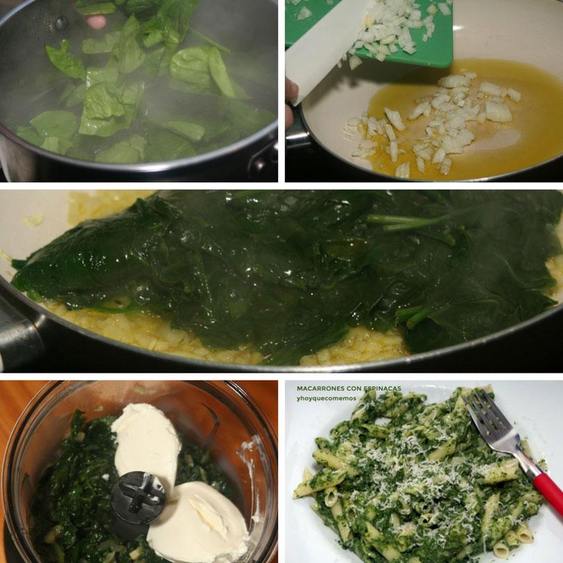receta macarrones con espinacas