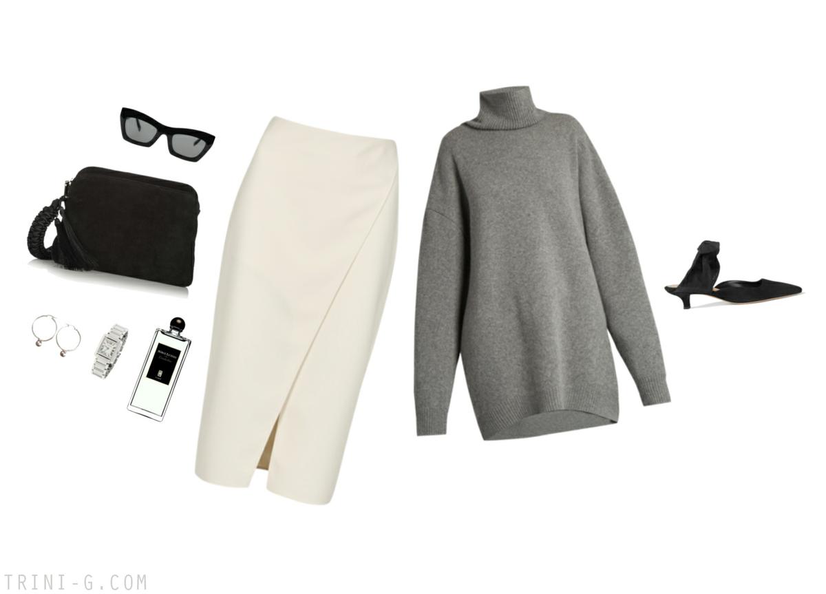 Trini |Raey sweater Acne Studios skirt