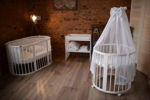 Comfort Baby© - ovales Cuna Baby Cama 7 en 1 - Madera de Haya Maciza - Puede usarse como Cuna, Parque, Mini Cama (inkl. matraze, sin Juego de cama)