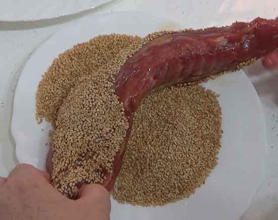 solomillo caramelizado con sesamo